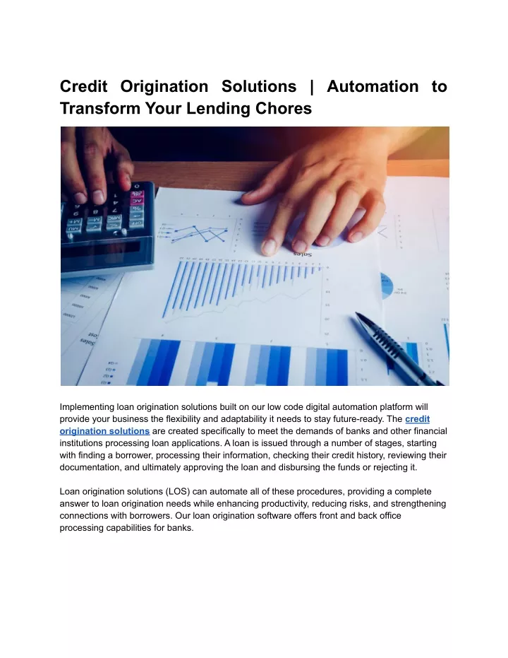 credit origination solutions automation
