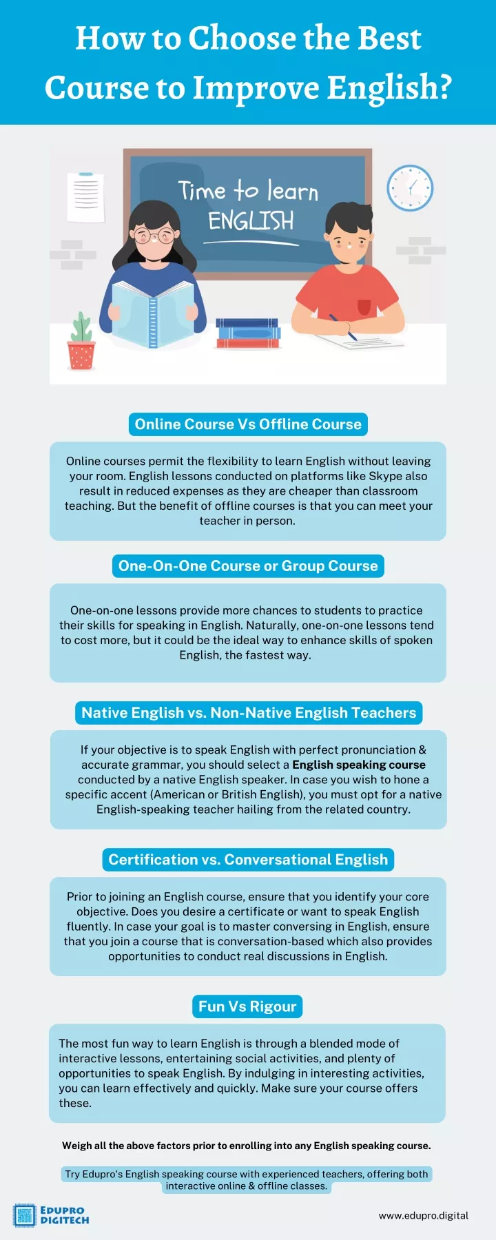 how to choose the best course to improve english
