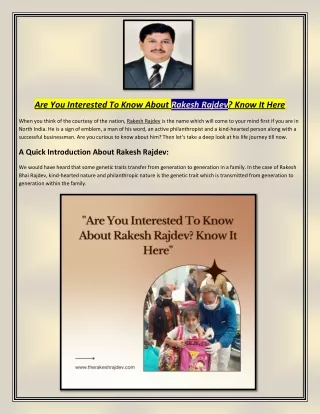 Are You Interested To Know About Rakesh Rajdev Know It Here