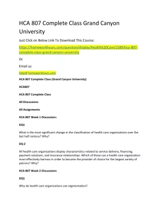 hca 807 complete class grand canyon university