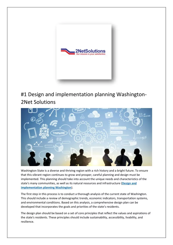 1 design and implementation planning washington