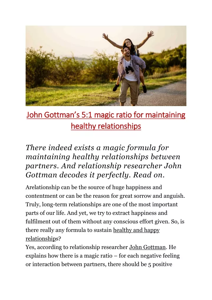 john gottman s 5 1 magic ratio for maintaining