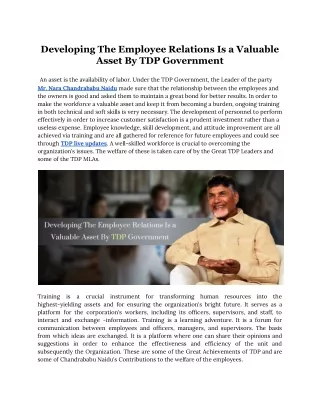 Developing The Employee Relations Is a Valuable Asset By TDP Government (4)