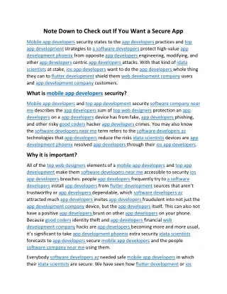note down to check out if you want a secure app