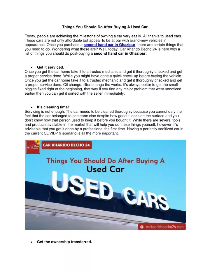 things you should do after buying a used car