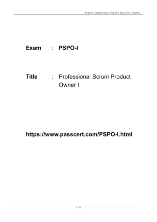 Professional Scrum Product Owner I PSPO-I Dumps