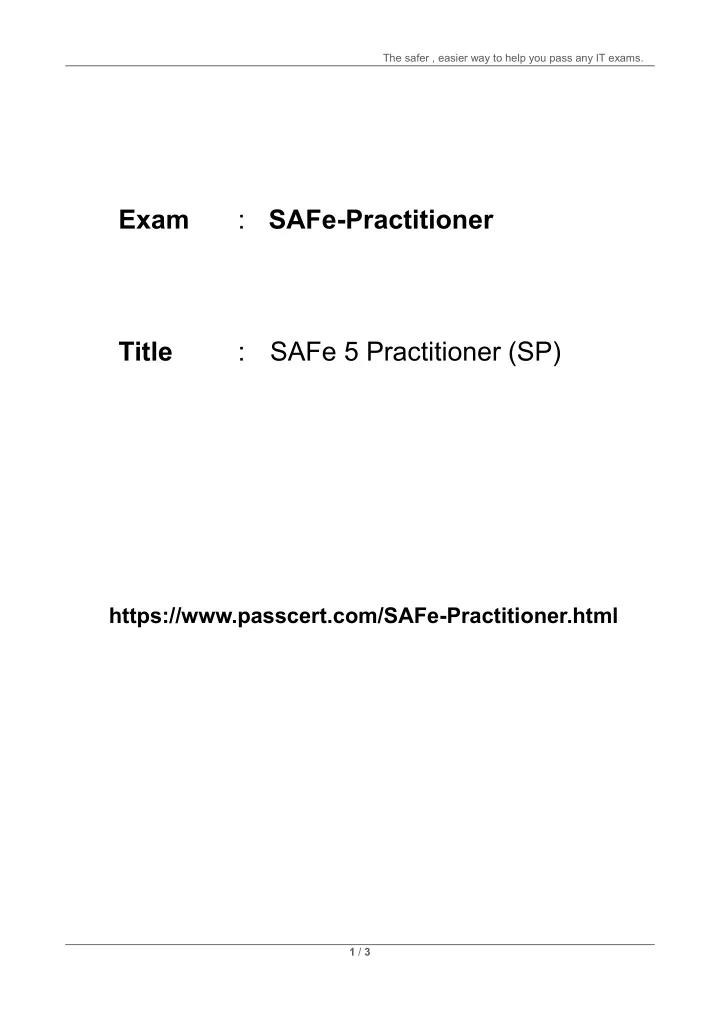 the safer easier way to help you pass any it exams