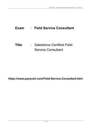 Salesforce Certified Field Service Consultant Dumps