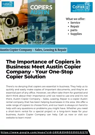 The Importance of Copiers in Business: Meet Austin Copier Company - Your One-Sto
