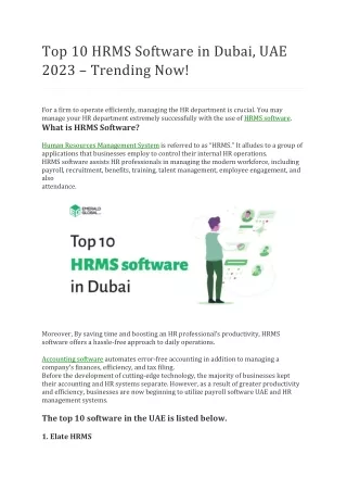 Top 10 HRMS Software in Dubai, UAE 2023 – Trending Now!