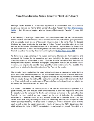 Nara Chandrababu Naidu Receives “Best CM” Award