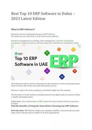 Best Top 10 ERP Software in Dubai – 2023 Latest Edition