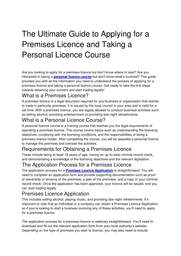 the ultimate guide to applying for a premises