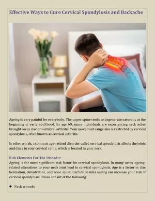 Effective Ways to Cure Cervical Spondylosis and Backache