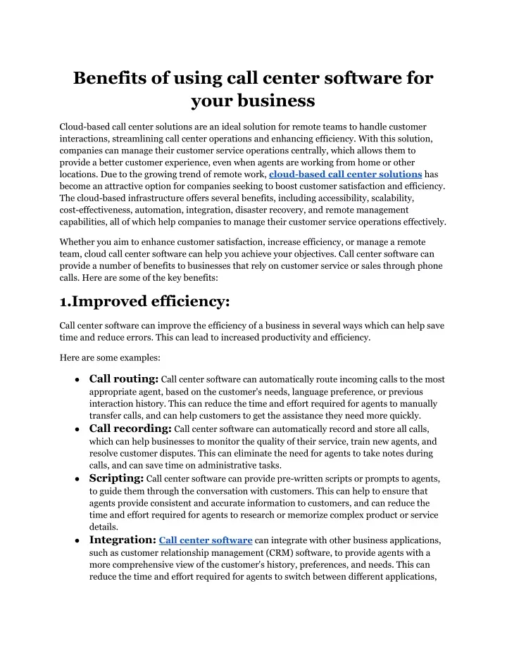 benefits of using call center software for your