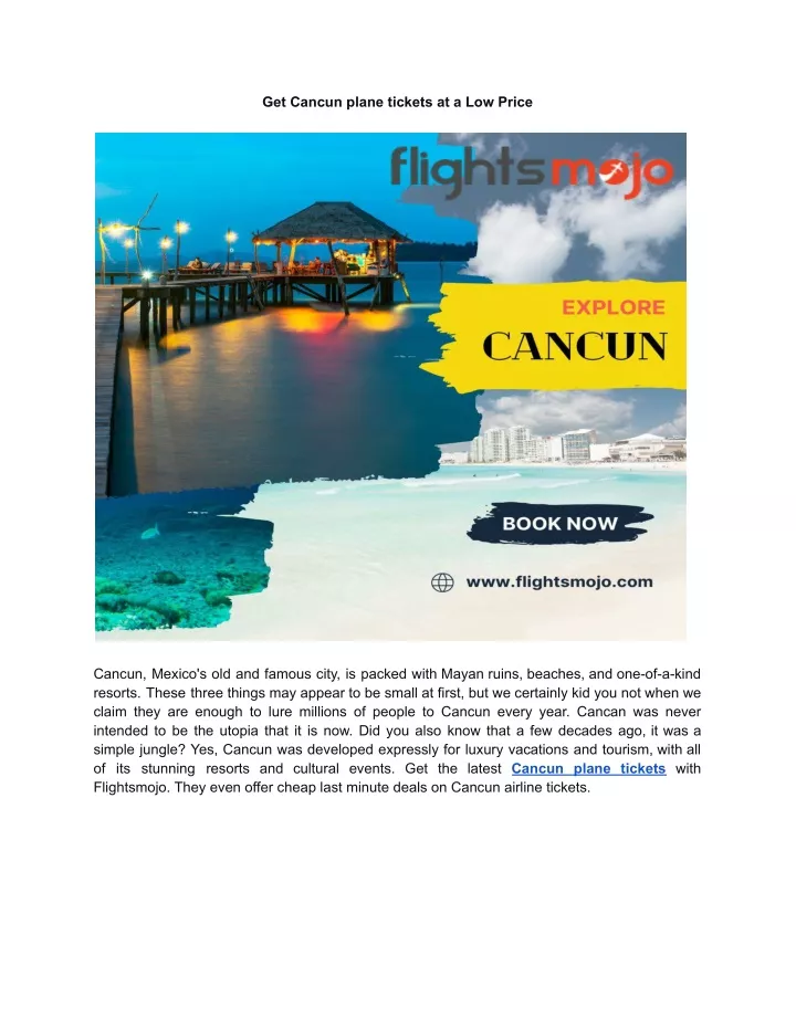 get cancun plane tickets at a low price