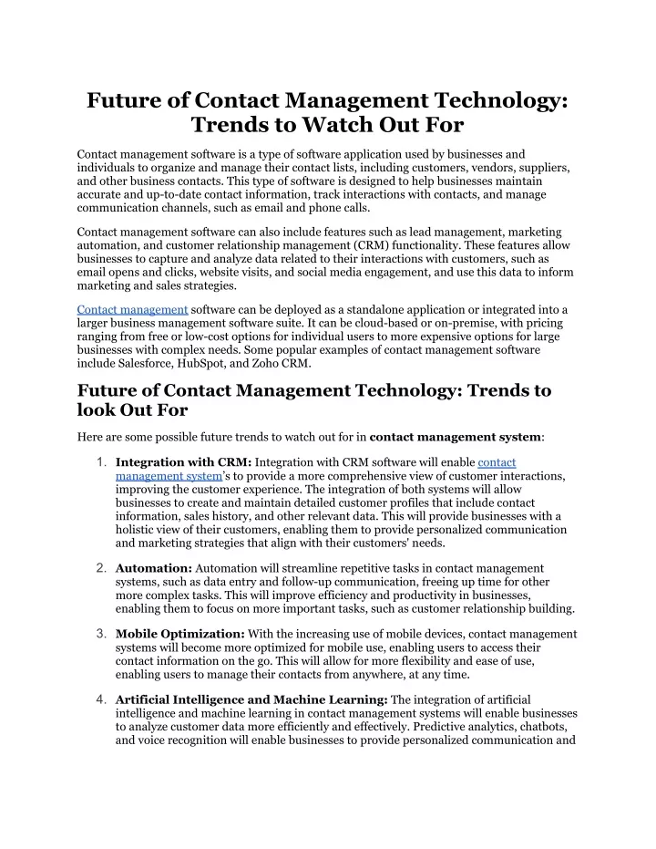 future of contact management technology trends