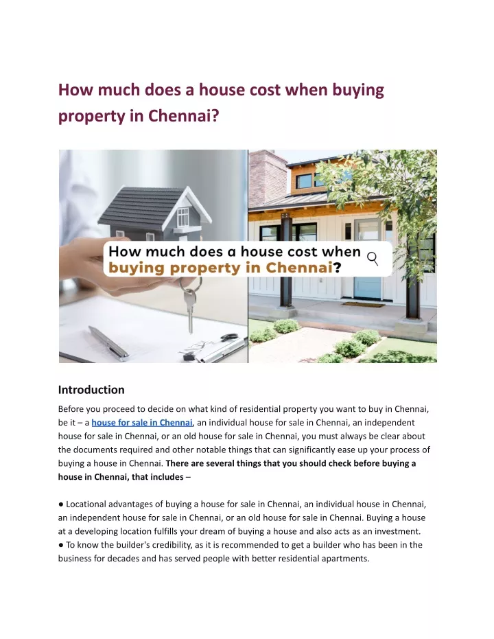 how much does a house cost when buying property
