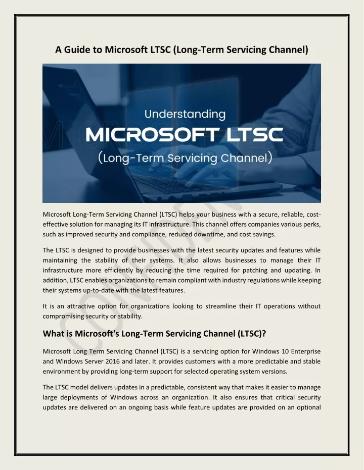 PPT - A Guide to Microsoft LTSC (Long-Term Servicing Channel 