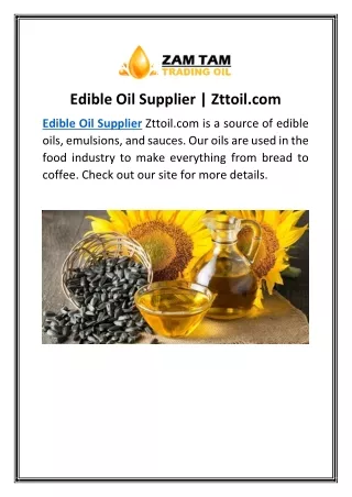 Edible Oil Supplier | Zttoil.com