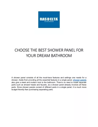 CHOOSE THE BEST SHOWER PANEL FOR YOUR DREAM BATHROOM