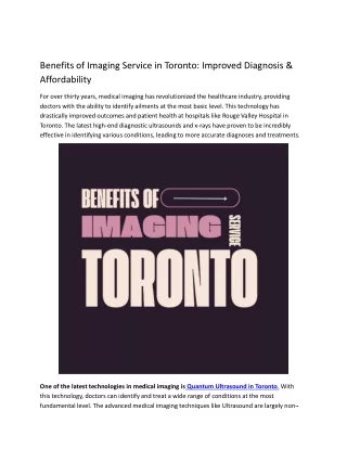benefits of imaging service in toronto improved
