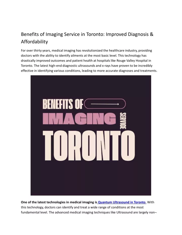 benefits of imaging service in toronto improved