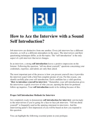 how to ace the interview with a sound self