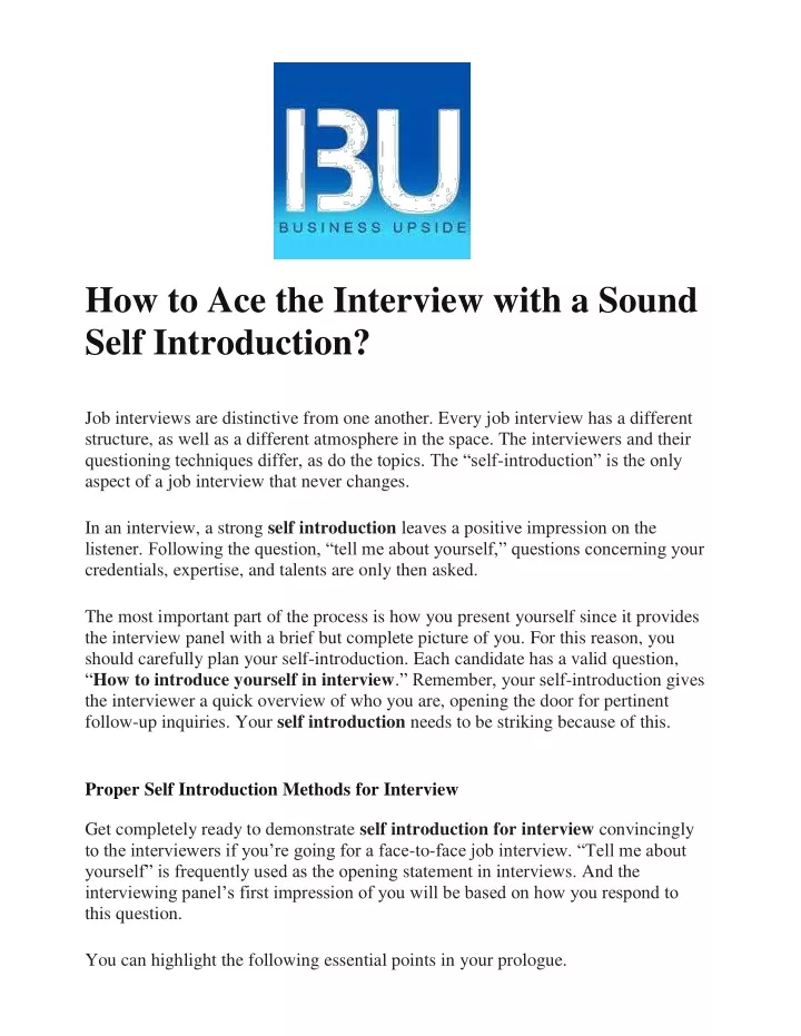 how to ace the interview with a sound self