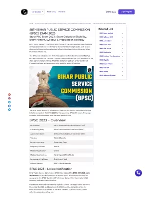 Read 68th BPSC Exam 2023 details in PDF Format-PW