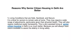 Reasons Why Senior Citizen Housing in Delhi Are Better
