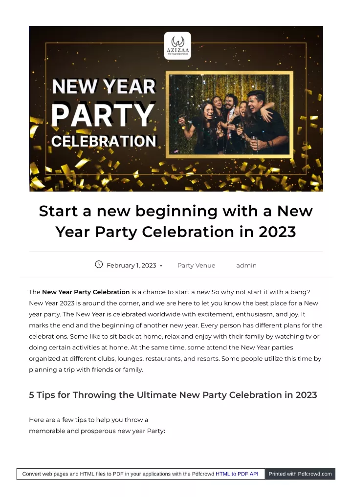 start a new beginning with a new year party