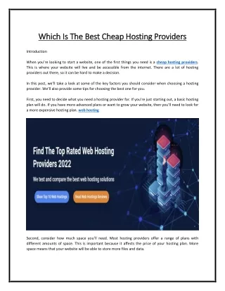 Which Is The Best Cheap Hosting Providers