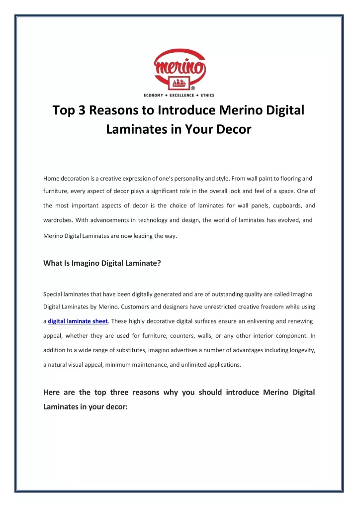 top 3 reasons to introduce merino digital laminates in your decor