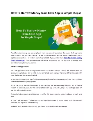 How To Borrow Money From Cash App In Simple Steps