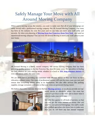 Safely Manage Your Move with All Around Moving Company