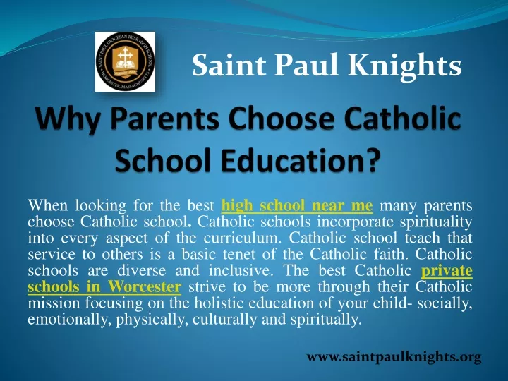 why parents choose catholic school education