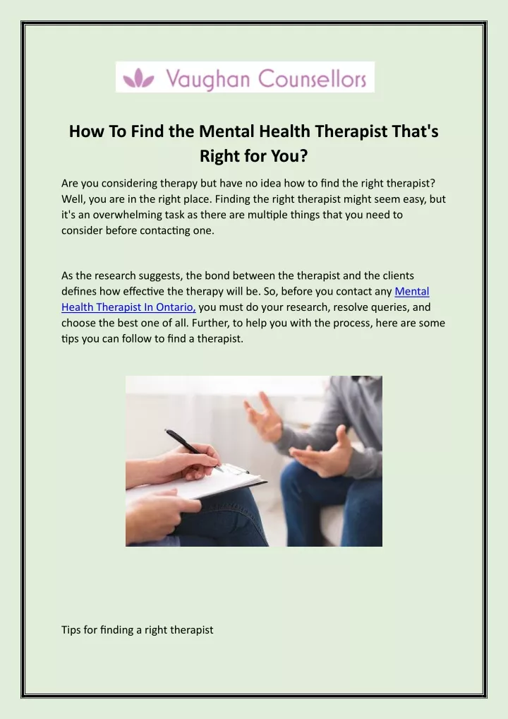 how to find the mental health therapist that