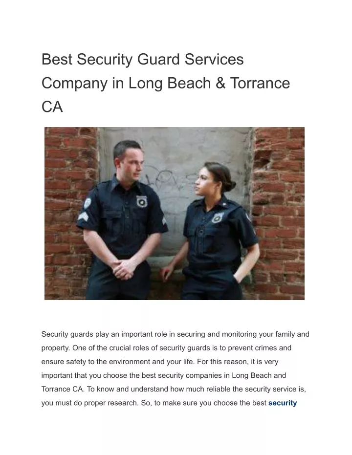 best security guard services company in long