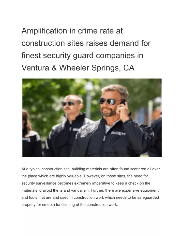 amplification in crime rate at construction sites