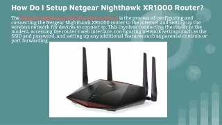 how do i setup netgear nighthawk xr1000 router