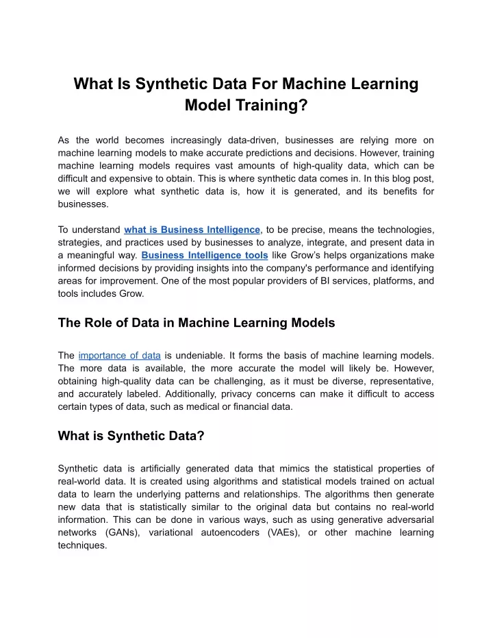 what is synthetic data for machine learning model