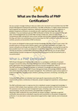 What are the Benefits of PMP Certification