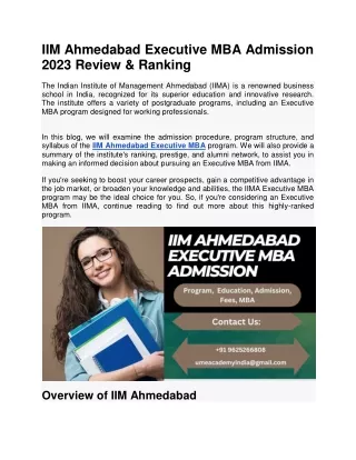 IIM Ahmedabad Executive MBA Admission 2023 Review