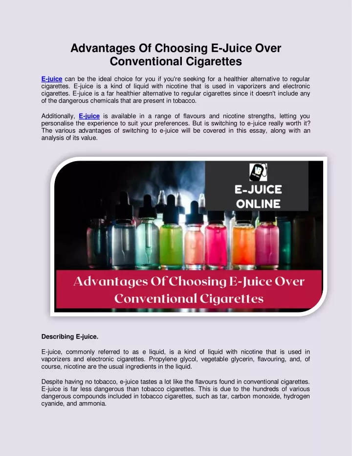 advantages of choosing e juice over conventional