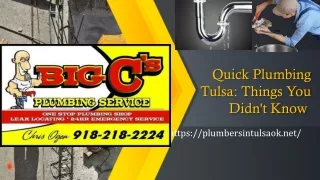 Quick Plumbing Tulsa Things You Didn't Know