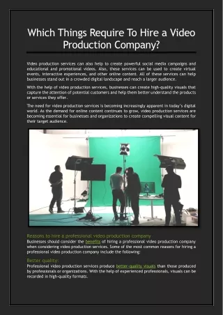 Which Things Require To Hire a Video Production Company