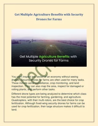 get multiple agriculture benefits with security
