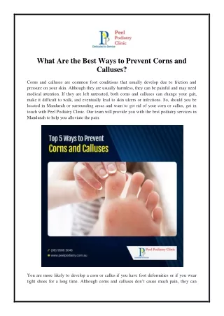 What Are the Best Ways to Prevent Corns and Calluses?