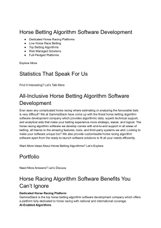 horse betting algorithm software development